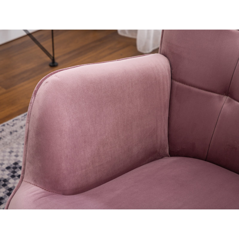 Battistina Velvet Armchair with Ottoman, Mauve