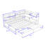 Lit de jour en bois Haileyjo avec 2 tiroirs, chargement USB et tablettes-1481406881-1481406883
