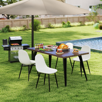 Ensemble repas 5 pièces pour l'extérieur avec table de 63 po et 4 chaises modernes