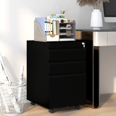 37cm Wide 3 -Drawer Mobile Steel File Cabinet