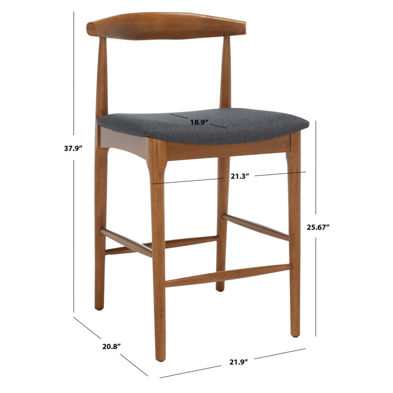Tabouret de bar / de comptoir Hank, Noyer, Gris foncé, Tabouret de comptoir (siège d'une hauteur de 25,6