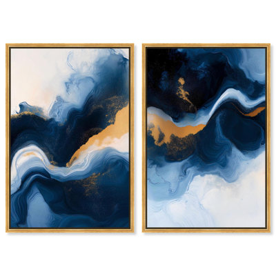 Glam Blue and Gold Gallery Set Canvas Blue Wall Art by Art Remedy