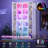 6 Tier Tall Bookcase with LED Lights Large Wood Storage Bookshelf-935514525