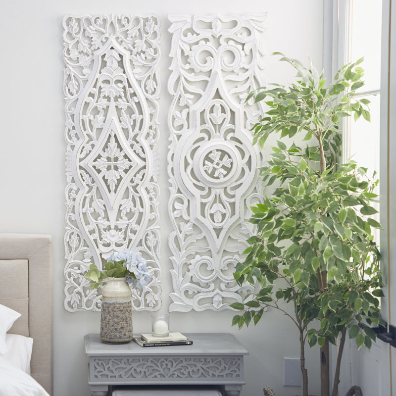 Ensemble de décorations murales en bois blanc ciselé à la main