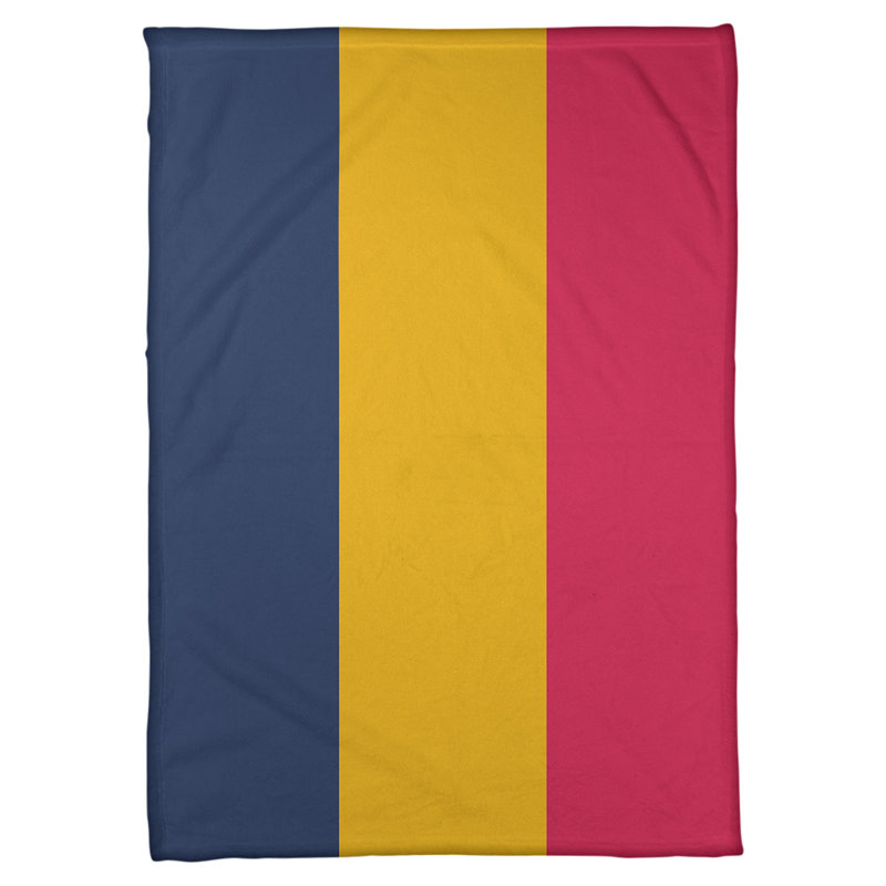 Quilted Throw Blanket, Atlanta, 50" W x 60" L, Navy Blue/Gold/Scarlet Red