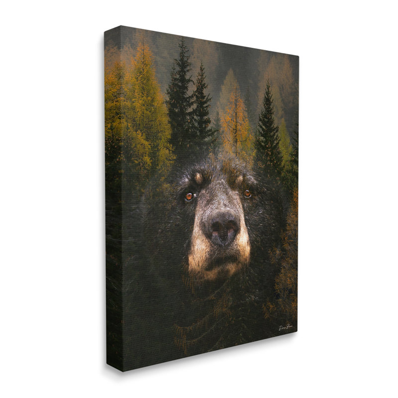 Abstrait ours noir sauvage F par Denise Brown 966, H 48 po x l 36 po x P 1,5 po, Toile tendue
