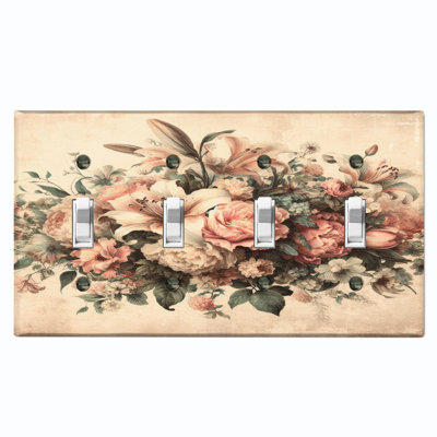 Nature Themed 4 - Gang Toggle Light Switch Standard Wall Plate