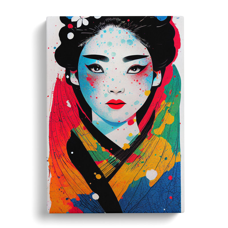 Geisha Paint Drip No.2 - Wrapped Canvas, 50cm H x 35cm W x 3cm D