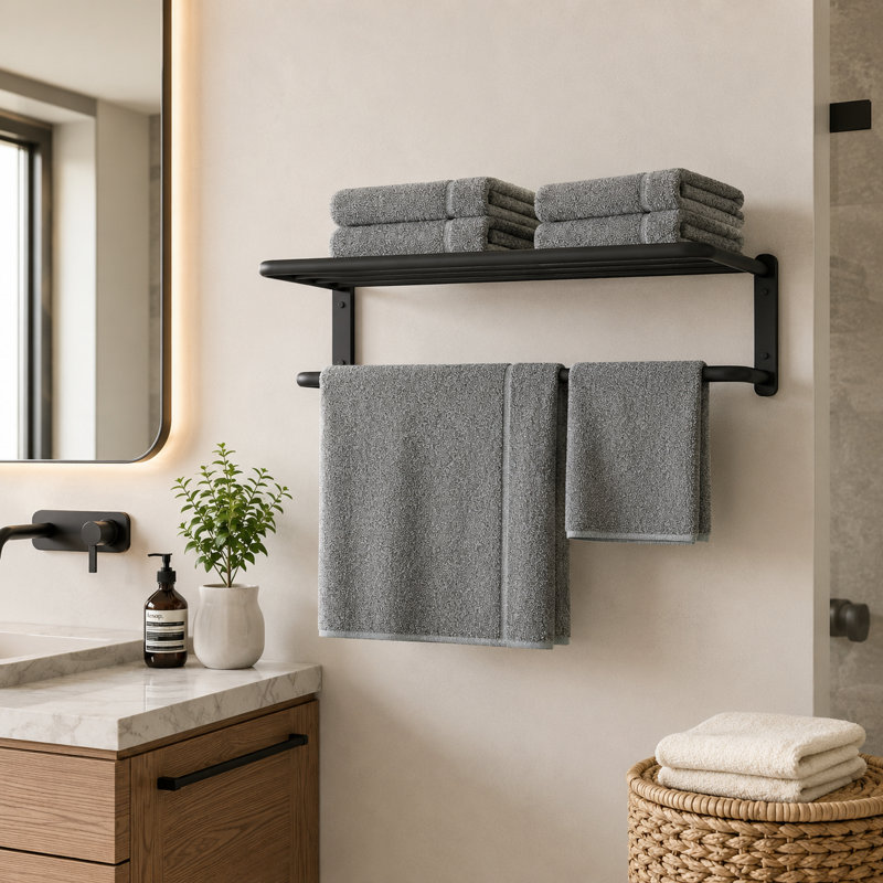 Porte-serviettes mural 21,3 po avec quincaillerie d'installation, Matte Black