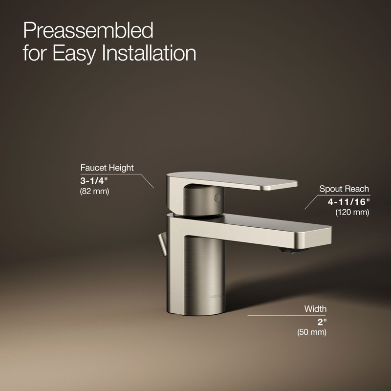 Parallel Single Hole Bathroom Faucet, Vibrant Brushed Nickel