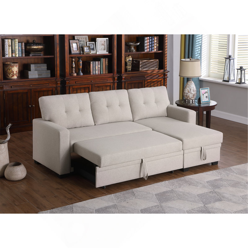 Canapé modulaire rembourré avec méridienne, Beige