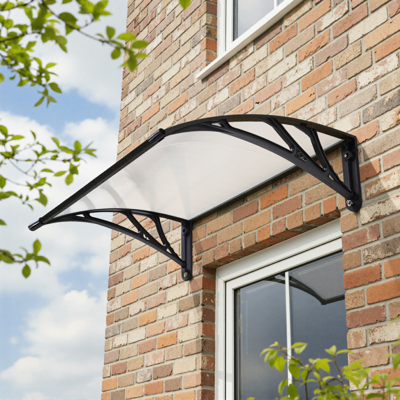 1m x .8m Door Canopy, 23cm H X 100cm W X 76cm D, Black