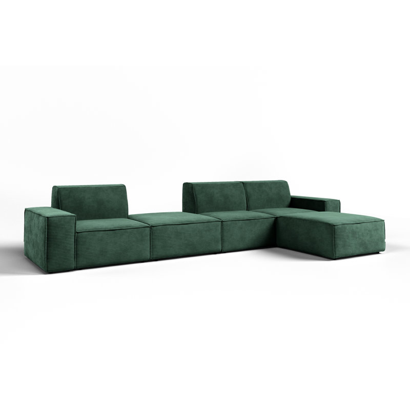 Burkittsville 5 Seater Corner Sofa , Green, Right Hand Facing