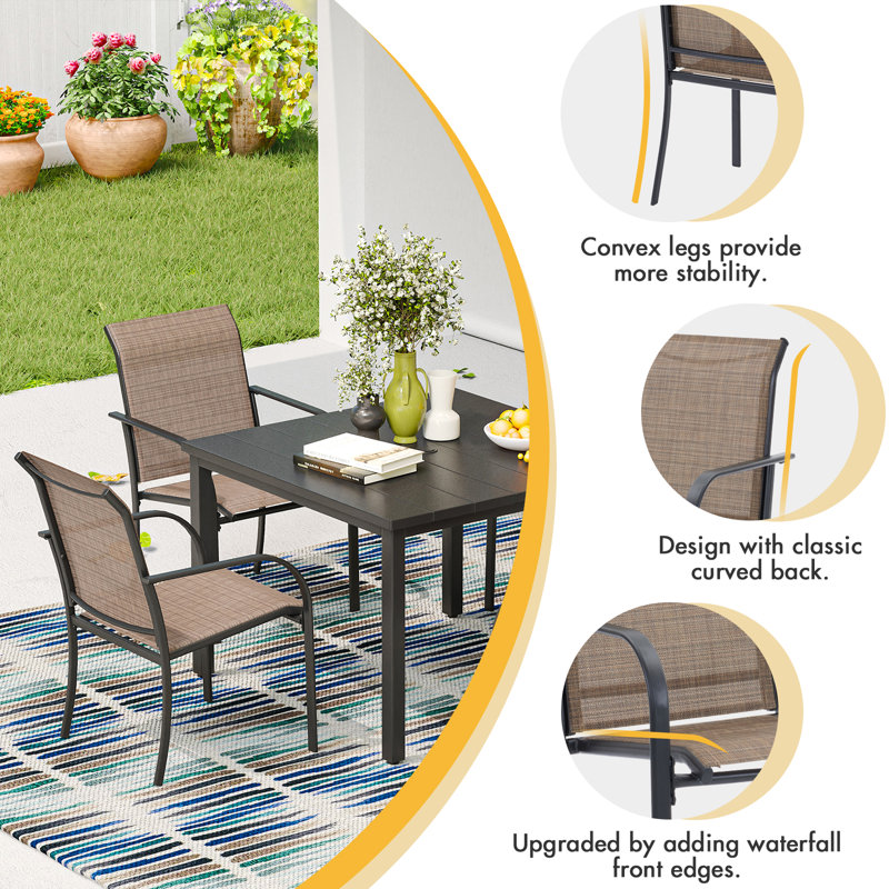 Ensemble repas d'extérieur carré pour 4 personnes 36,8 po L Jenesis, Brun