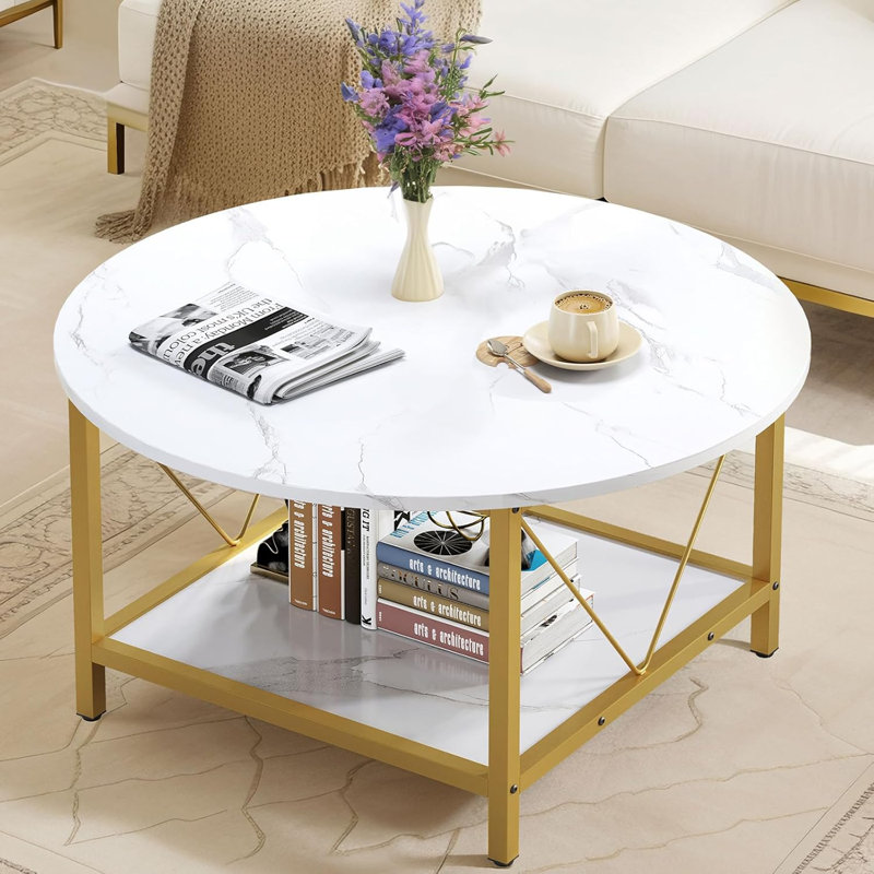 Table basse Yelina, Doré / Blanc