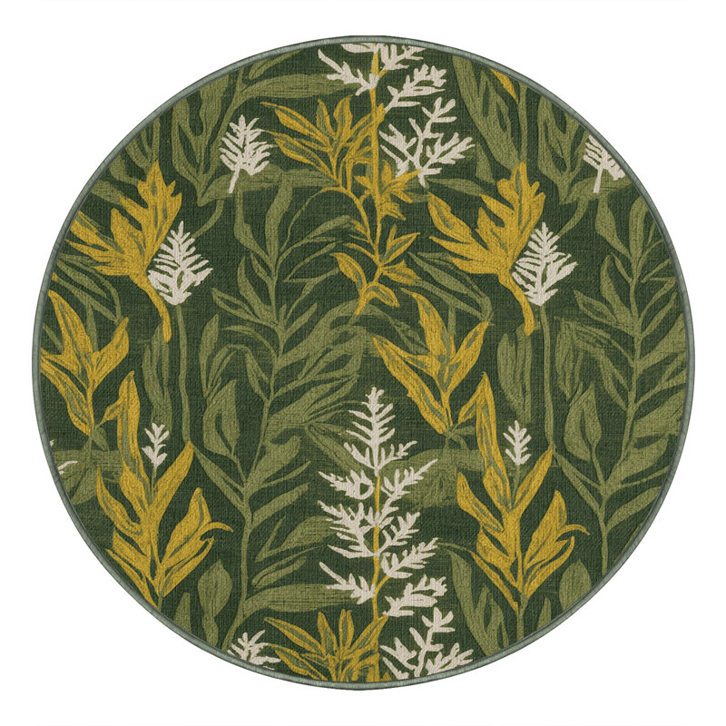 Washable Wood Sorrel Vegetables Area Rug, Round 5'