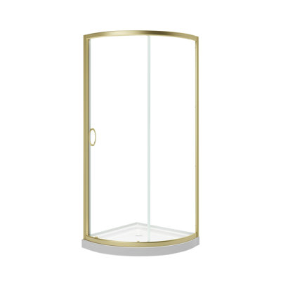 Ensemble de douche de coin rond en or brossé L 33 po x l 33 po x H 76,97 po Breeze