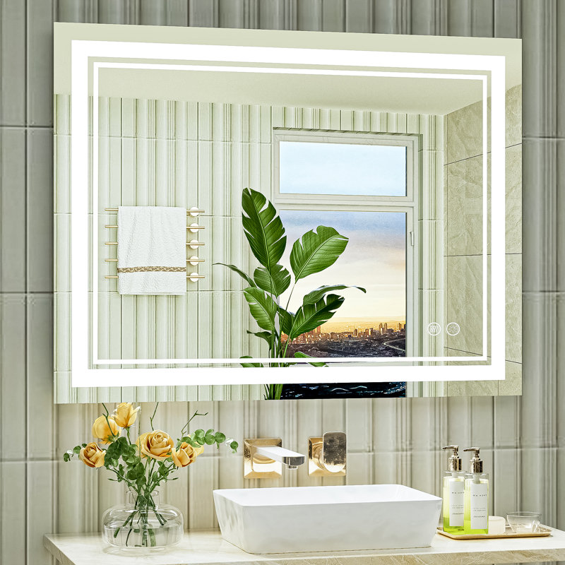 Jayce LED Vanity Mirror with Memory Function, 3 Color Temperatures & Dimmable Light, Anti-fog Tempered Glass ETL Listed Mirror
