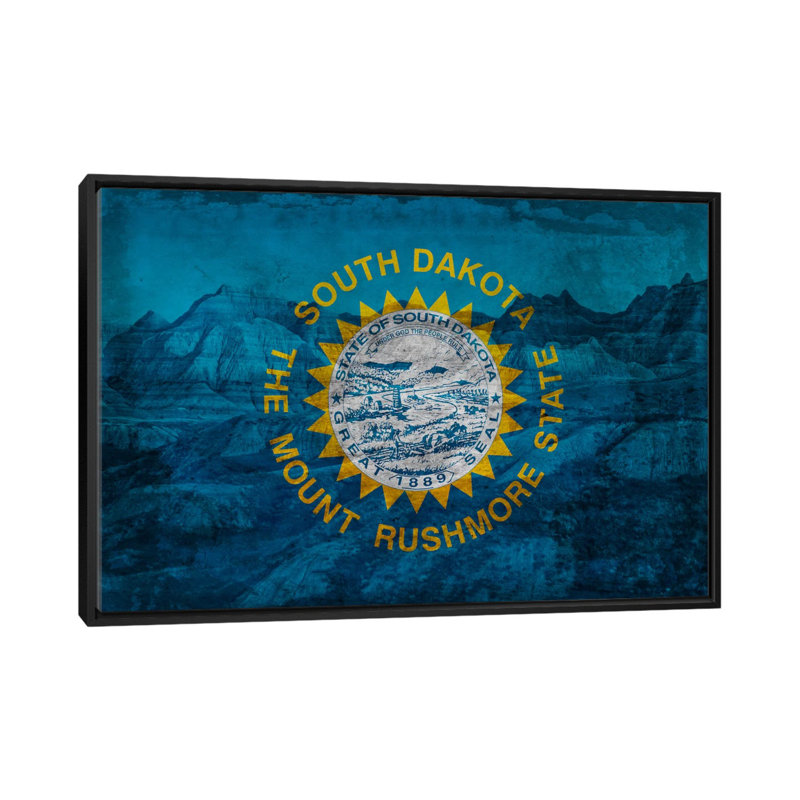 «Flags South Dakota Badlands National Park», impression sur toile, H 18 po x l 26 po x P 1,5 po, Pas de tapis