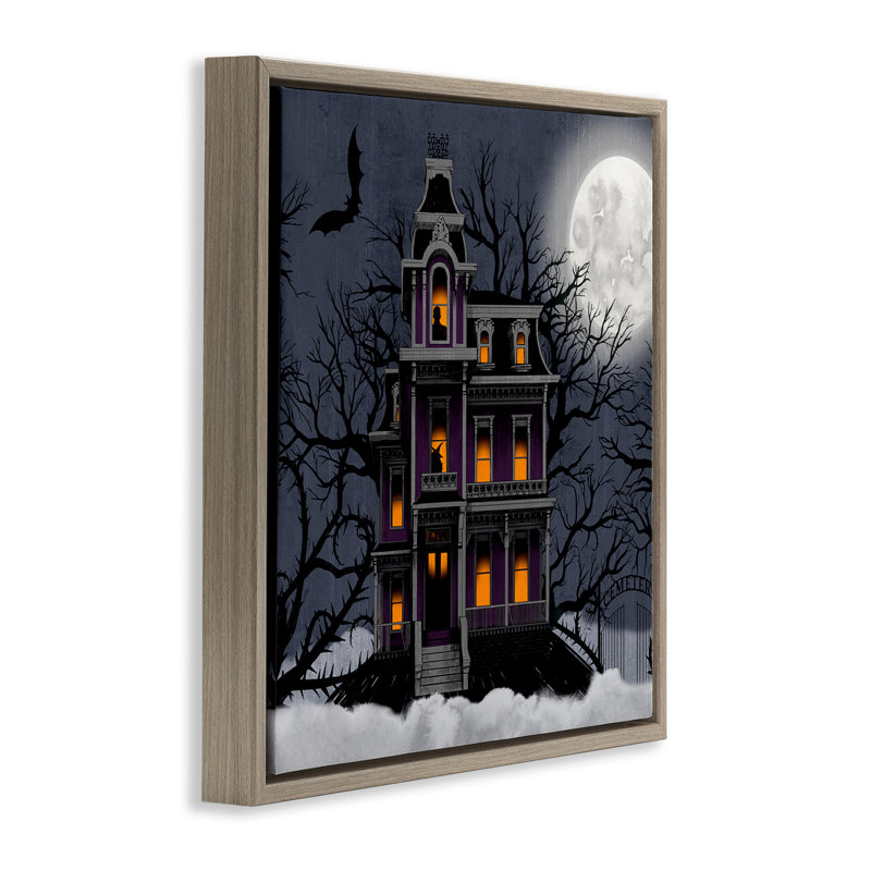 Maison d'Halloween effrayante et hantée, Cadre flottant orme Montalcino, H 18 po x l 18 po