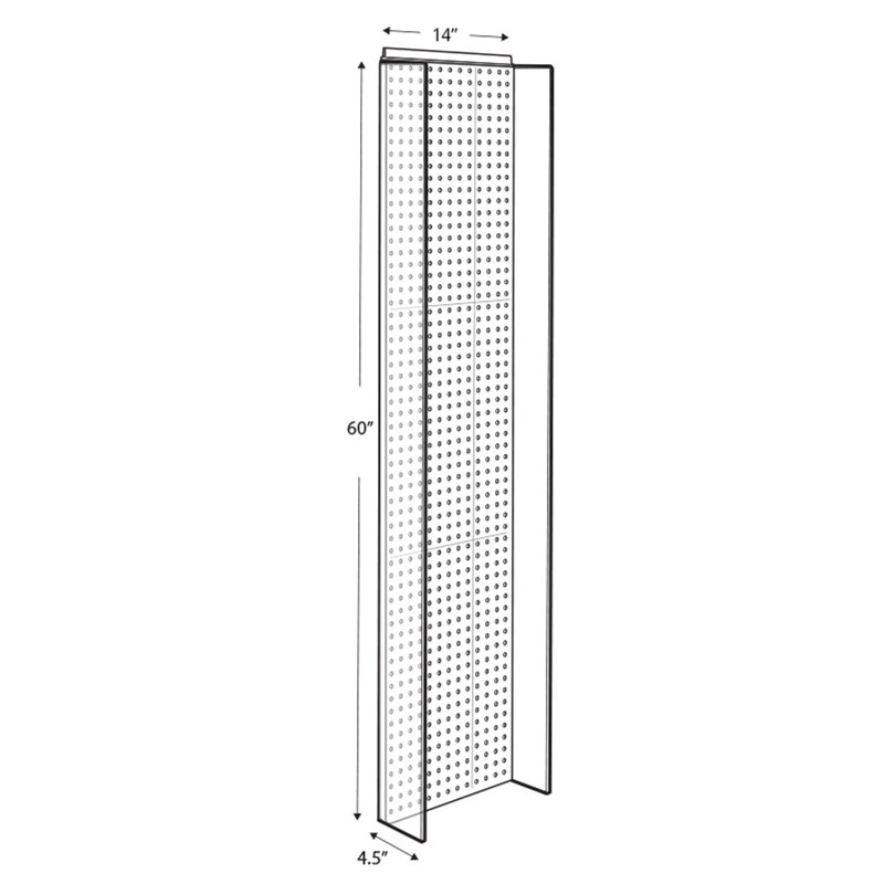 13.5"W x 60"H Pegboard Powerwing Display, 60" H x 13.5" W x 4.5" D