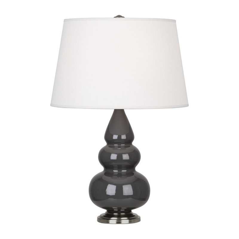Small Triple Gourd Ceramic Table Lamp, Ash/Antique Silver, Antique Silver