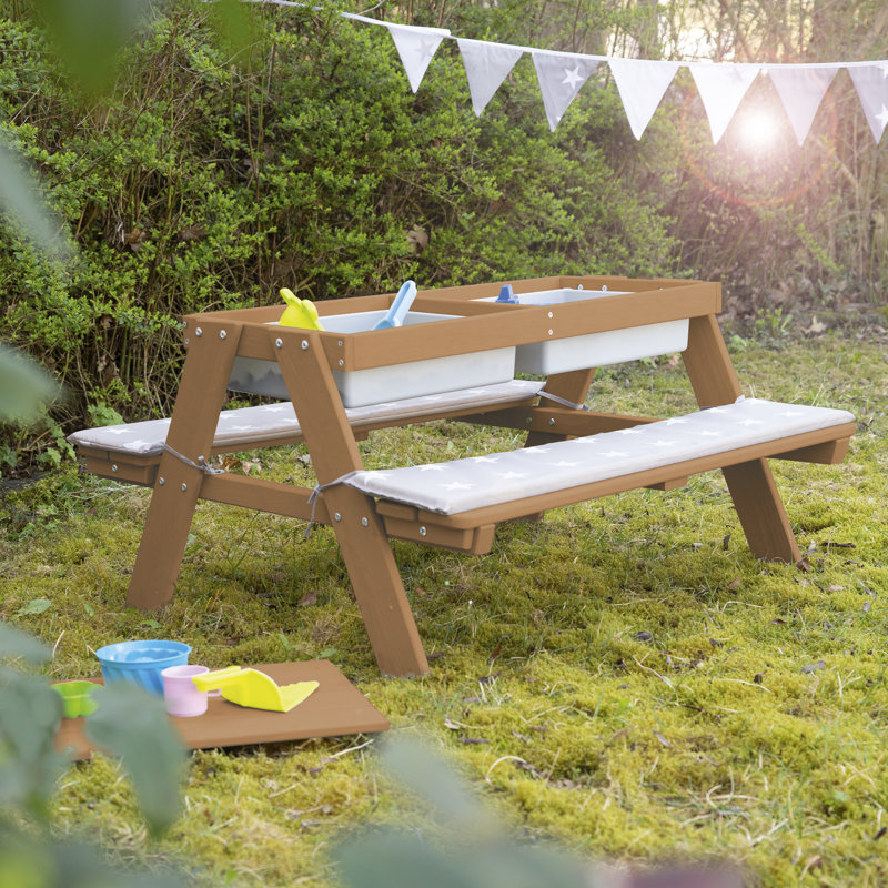 Roba Deluxe 89cm x 85cm Solid Wood Rectangular Sand And Water Table, Teak
