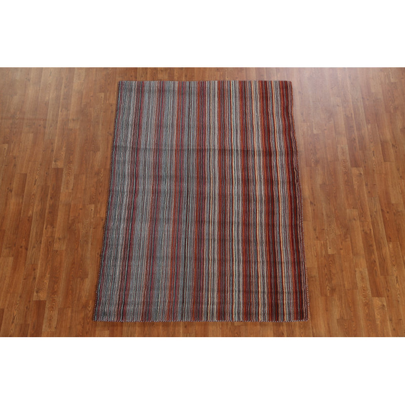 Tapis oriental rayé Gabbeh noué à la main 5 x 7
