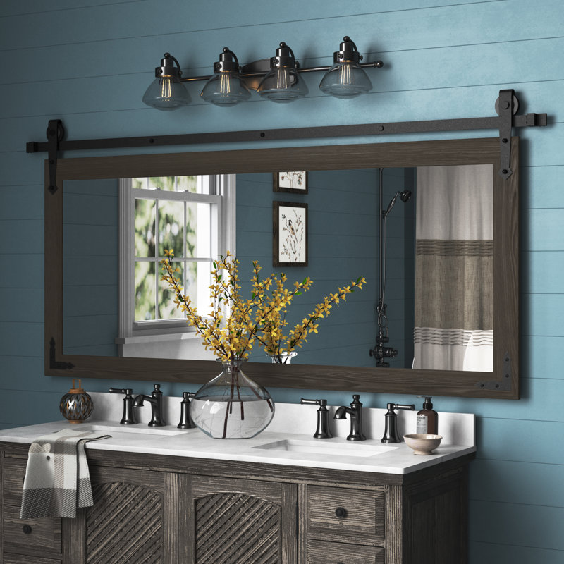 Neace Wood Wall Mirror, 38" H x 71" W, Black Walnut