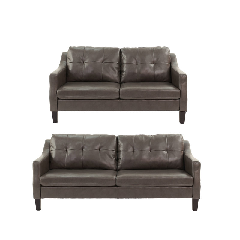 2 - Piece Faux Leather Living Room Set, Gray