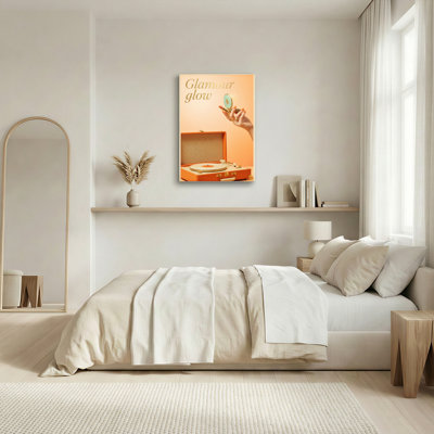 Glamour Glow Vintage Record Player And Makeup Mirror Canvas Wrapped Wall Art Oil Painting Print Set Of 1
