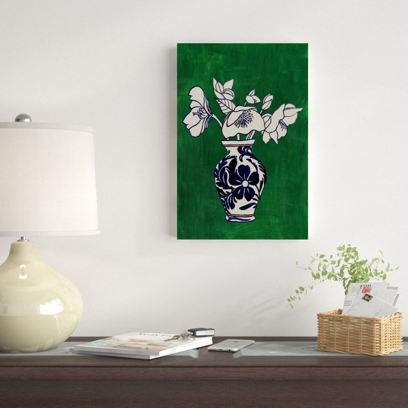 Navy Bouquet And Vase - Wrapped Canvas Painting, 18" H x 12" W