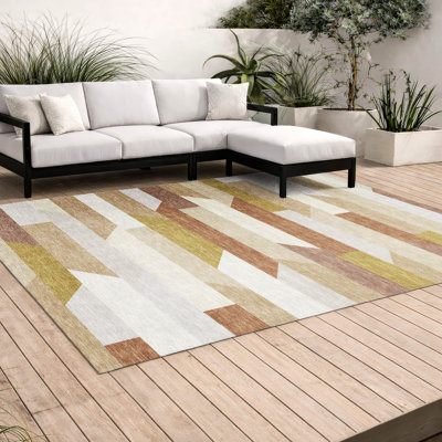 Tapis rayé Chantille ACN3113 lavable à la machine pour intérieur/extérieur