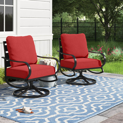 Argirios Metal Patio Swivel Chair with Cushions (Set of 2)