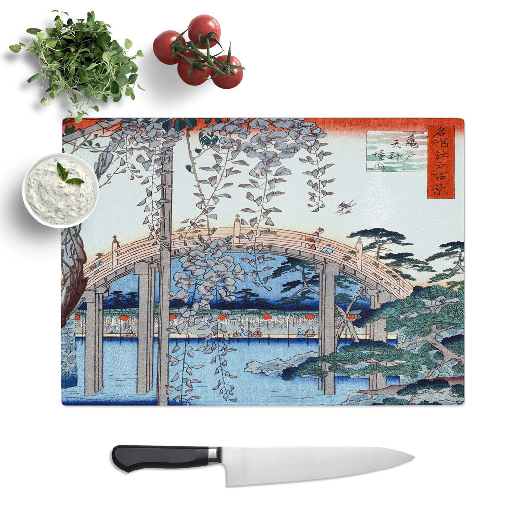 Glass Kameido Tenjin Shrine Grounds by Utagawa Hiroshige Chopping Board