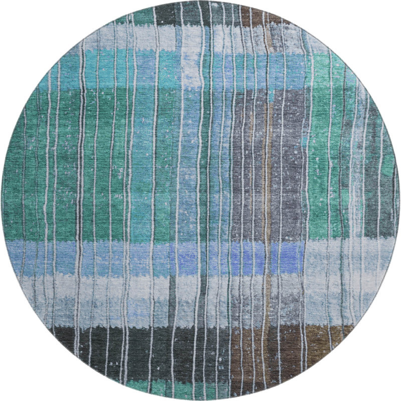 Premium Machine Washable Millbrook AMF1962 Stripes Rug, Round 8'