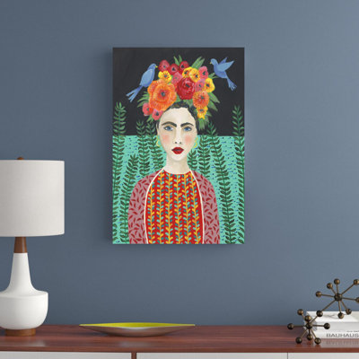 "Frida Headdress II" by Regina Moore Warp-Resistant Canvas Mixed Media Print 