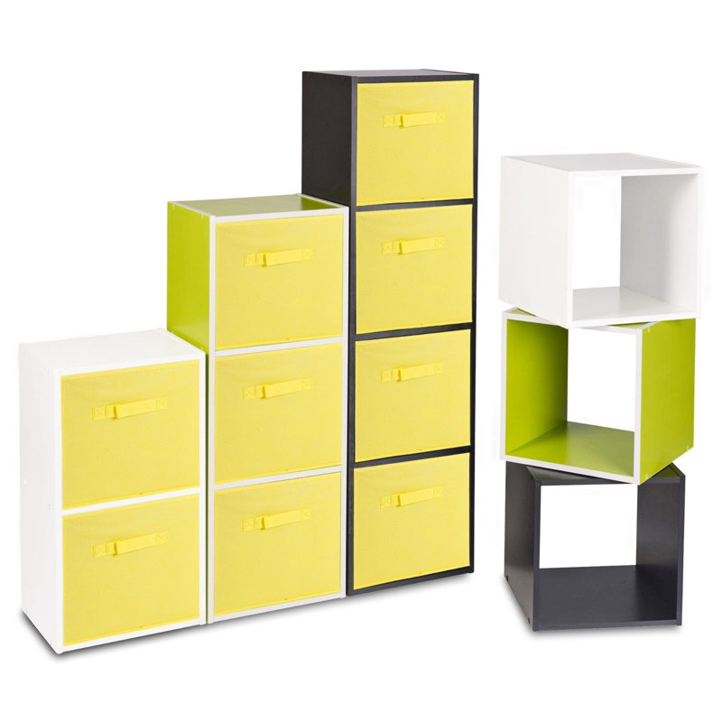 30cm W Standard Bookcase, Black/Yellow, H80 x W30 x D23cm