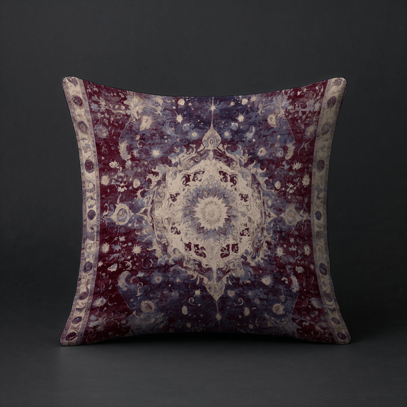 Coussin décoratif intérieur / extérieur gris Modern Modern, Brun / beige oriental, Carré 20 po