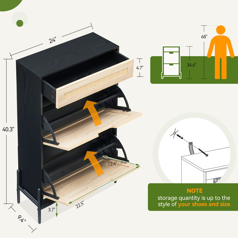 Shoe Storage Cabinet, Black