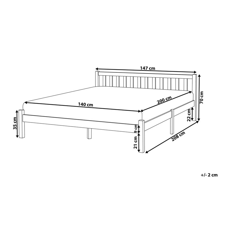 Persephone Solid Wood Bed, White, European Double (140 x 200 cm)