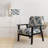 Cobalt Blue Cameo Trellis Victorian Pattern - Upholstered Farmhouse Arm Chair, Rustic Floral Accent Chair-1269335080