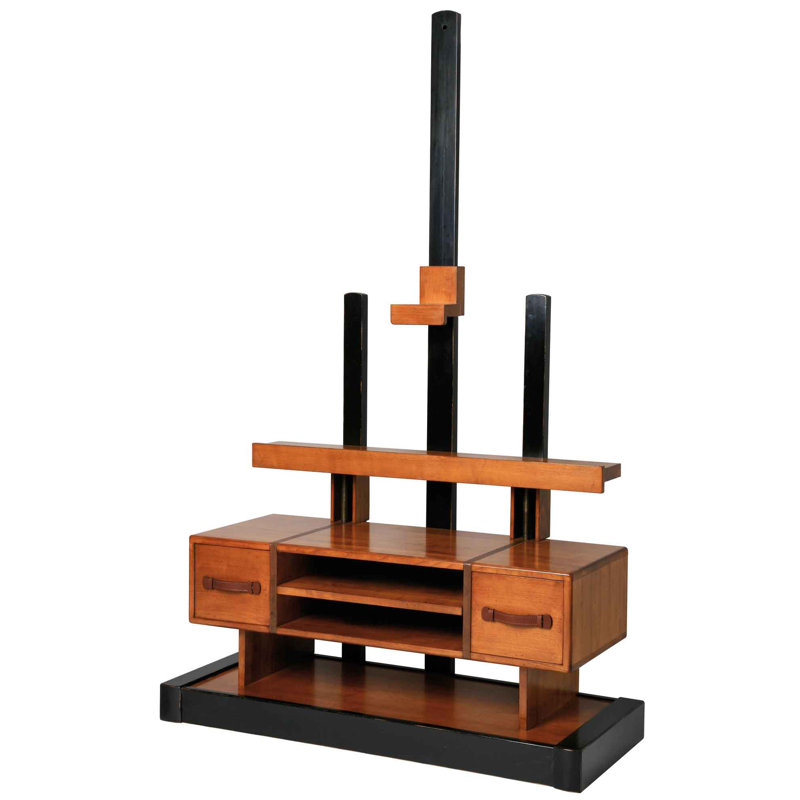 Meuble télé en bois massif pour téléviseur de 50 po ou moins, Brun / noir