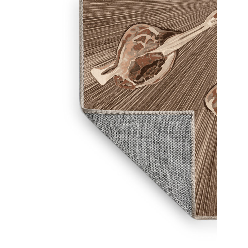 Machine Washable Olney Lamb Chops Posh & Luxe Solid Color Rug in Brown – Beige Binding, 7x9