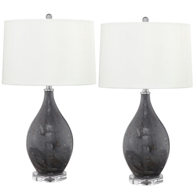 Bolzano 28" Grey Bubbled Glass Table Lamp