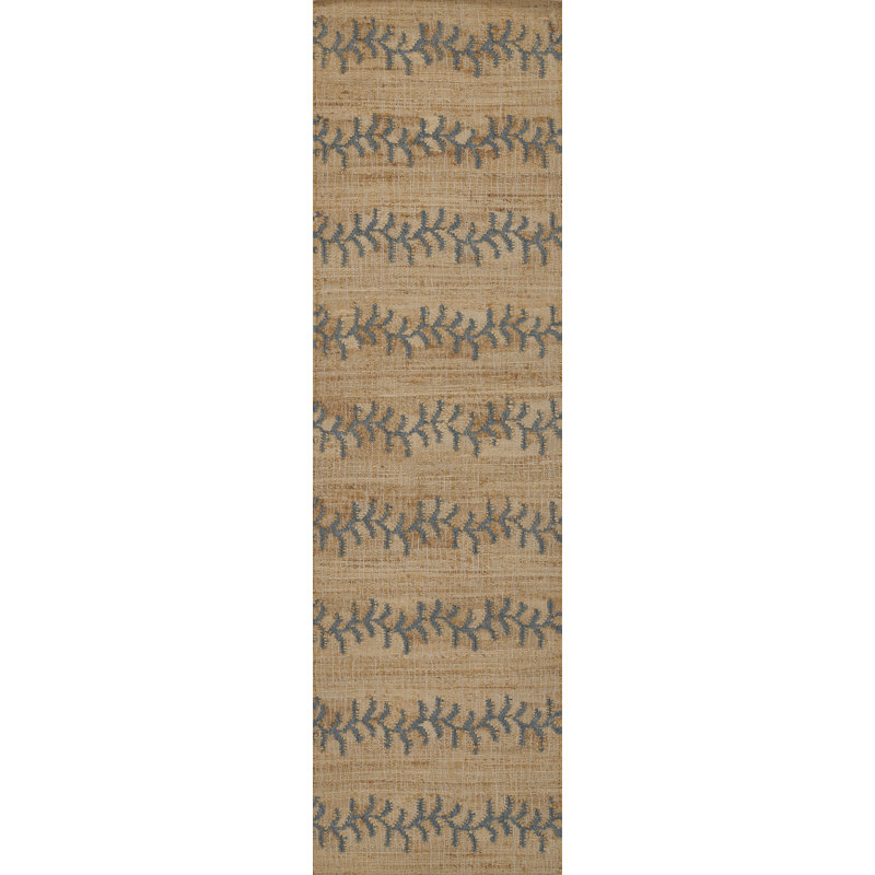 Erin Gates by Momeni Orchard Vine Stripe Jute and Wool Hand Woven Blue Area Rug 10' X 14', Rectangle 3'6" x 5'6"