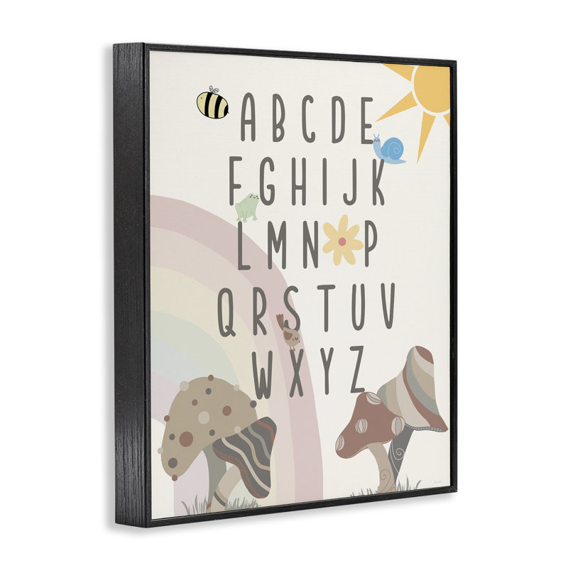 «Neutral Mushroom Alphabet», art de la giclée encadrée par Daniela Santiago, Giclée encadrée noir minuit, H 14 po x l 11 po