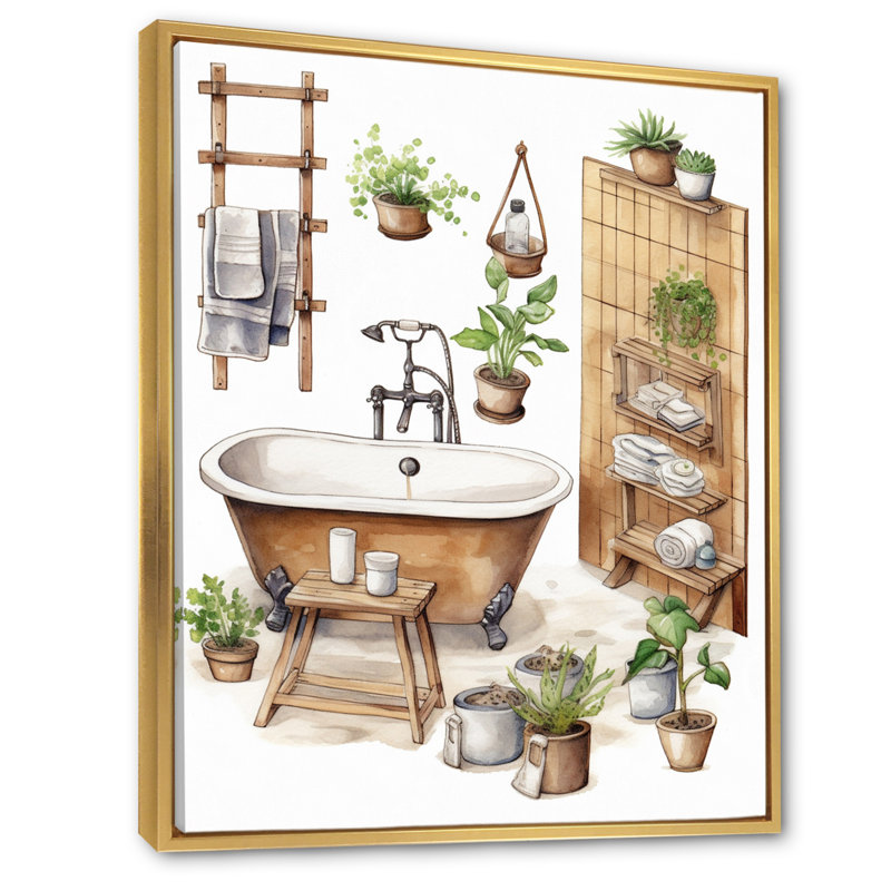 Décor de salle de bain naturel XX XXIV, H 30 po x l 40 po x P 1,5 po, Cadre flottant doré