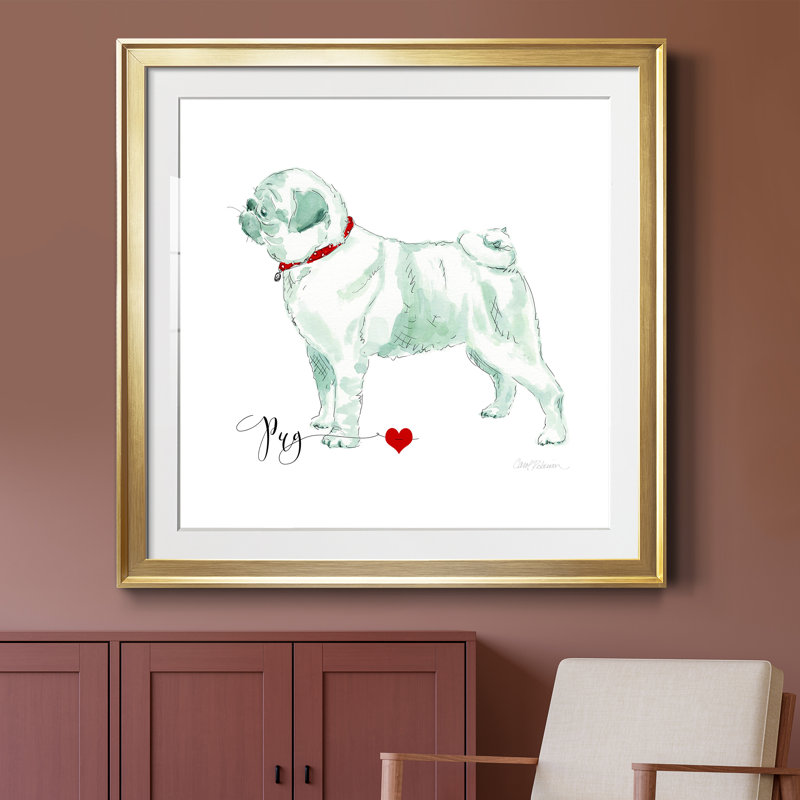 Must Love Pugs - peinture encadrée, Papier encadré doré, H 30,5 po x l 30,5 po x P 1,5 po