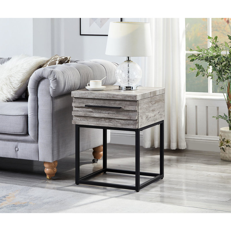 Celestial End Table In Gray - Stylish And Functional. With A Convenient Storage Compartment Stable Base. 17.42W X 17D 24H Contemporary Build & Ample Elevate Your Decor